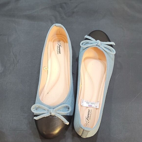 BRAND NEW FOREVER MEMORY FOAM DENIN BOWNOT WOMEN'S FLAT SHOE - Picture 6 of 14